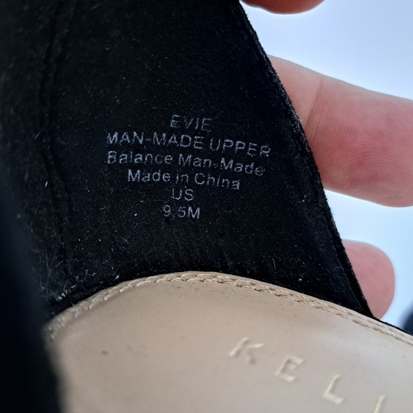 Kelly & Katie Evie Black Strappy‎ Gold Accent Faux Suede Pumps - Picture 7 of 12